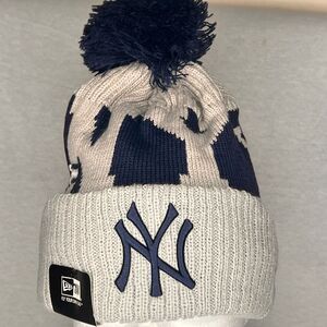 New York New Era Navy and Gray Knit Beanie with Pom NFL New